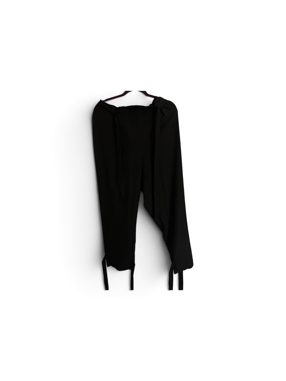 SHEIN Black Wide-Leg Tie Hem Pants